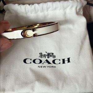 Coach White and Gold C-Logo Bracelet